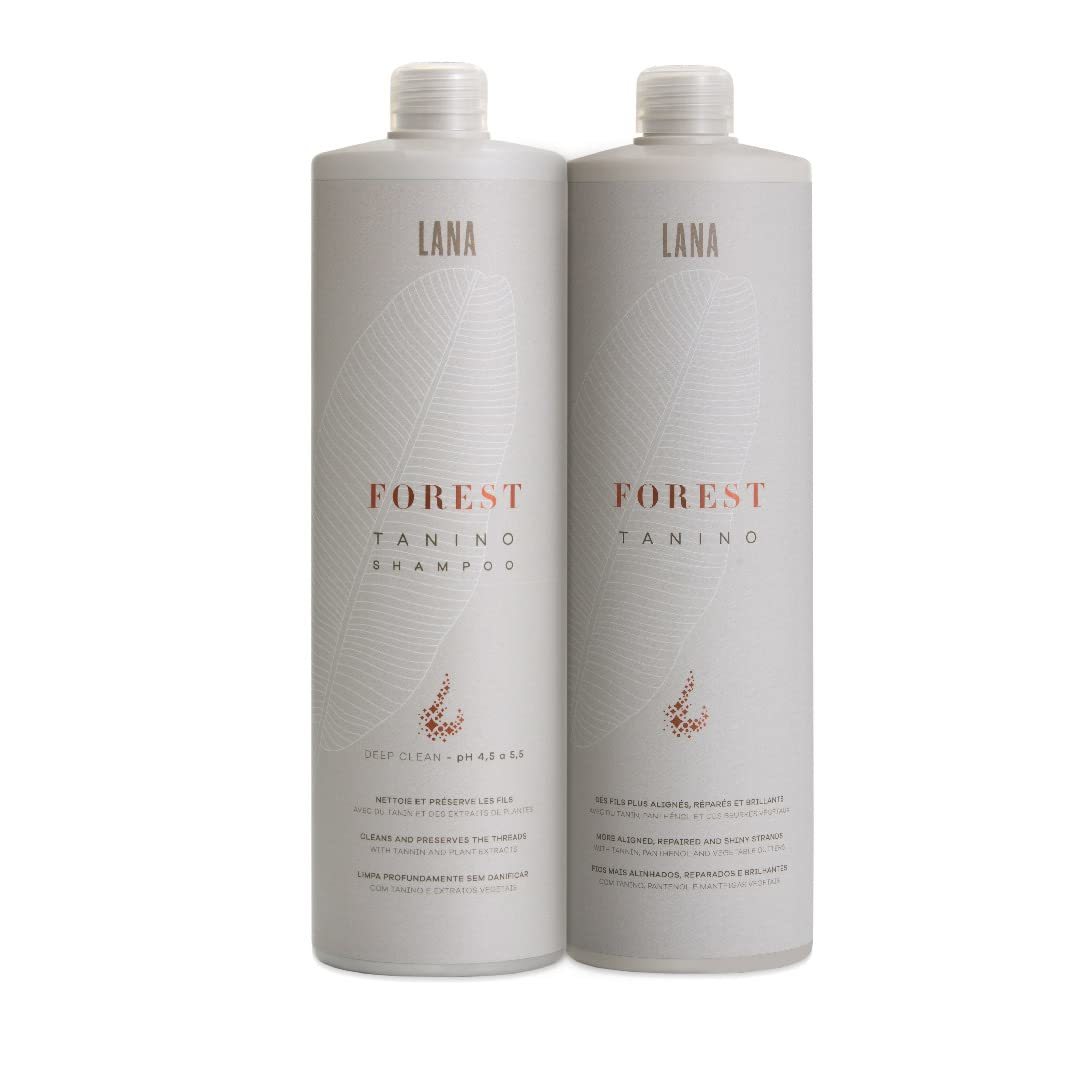 Lana Brasiles Forest Tanino Duo Deep Clean Shampoo And Smoothing Hair Treatment All Hair Types Smooth And Natural | (Set of 2) (1000 ml / 33.8 fl.oz)