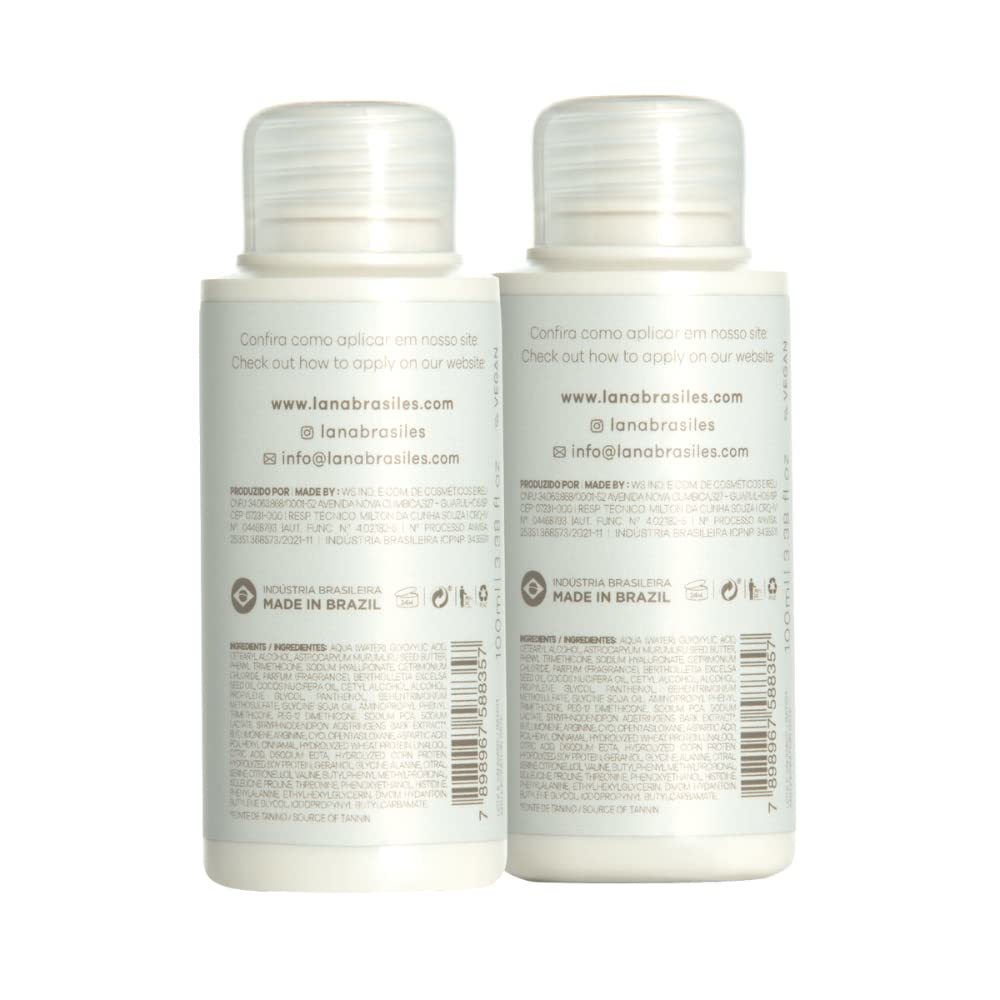 Lana Brasiles Forest Tanino Duo Deep Clean Shampoo And Smoothing Hair Treatment All Hair Types Smooth And Natural | (Set of 2) (100 ml / 3.38 fl.oz)