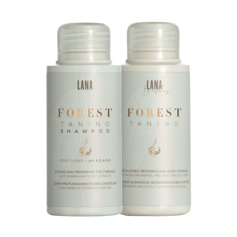 Lana Brasiles Forest Tanino Duo Deep Clean Shampoo And Smoothing Hair Treatment All Hair Types Smooth And Natural | (Set of 2) (100 ml / 3.38 fl.oz)