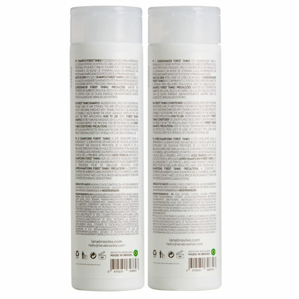 Lana Brasiles Forest Tanino Shampoo And Conditioner Duo Hair Care Immediate Repair of Highly Damaged Hair (2x) 250 ml / 8.45 fl.oz. (Set of 2)