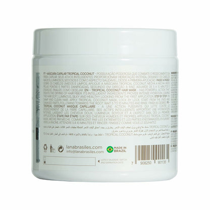 Lana Brasiles | Tropical Coconut Mask | Intense Hydration For Very Dry Hair | (500 gr / 17.6 oz.)