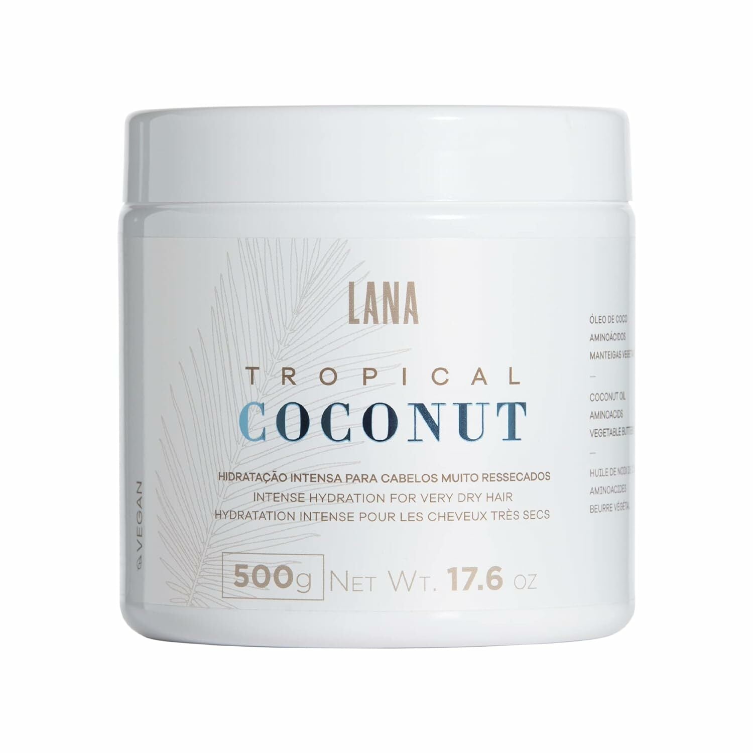 Lana Brasiles | Tropical Coconut Mask | Intense Hydration For Very Dry Hair | (500 gr / 17.6 oz.)