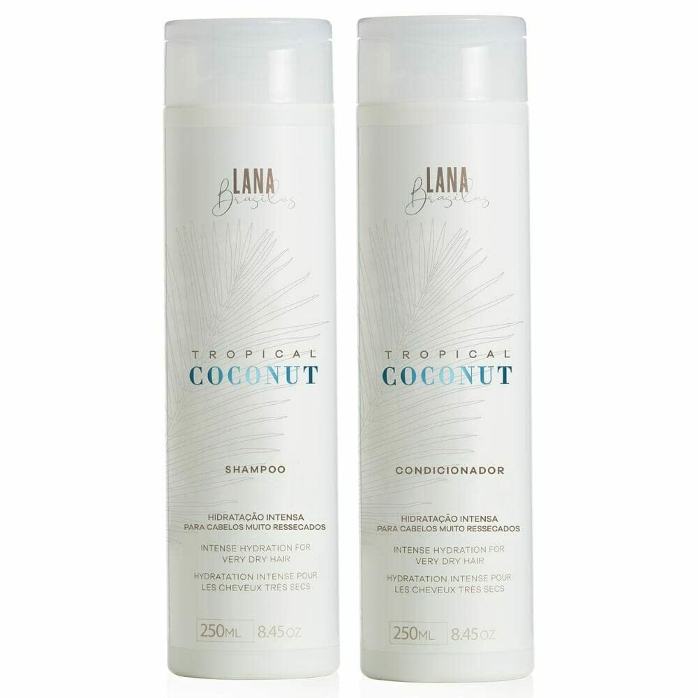 Lana Brasiles | Tropical Coconut Shampoo And Conditioner Duo | Continuous Moisturising For Very Dry Hair | (2x) 250 ml / 8.45 fl.oz. (Set of 2)